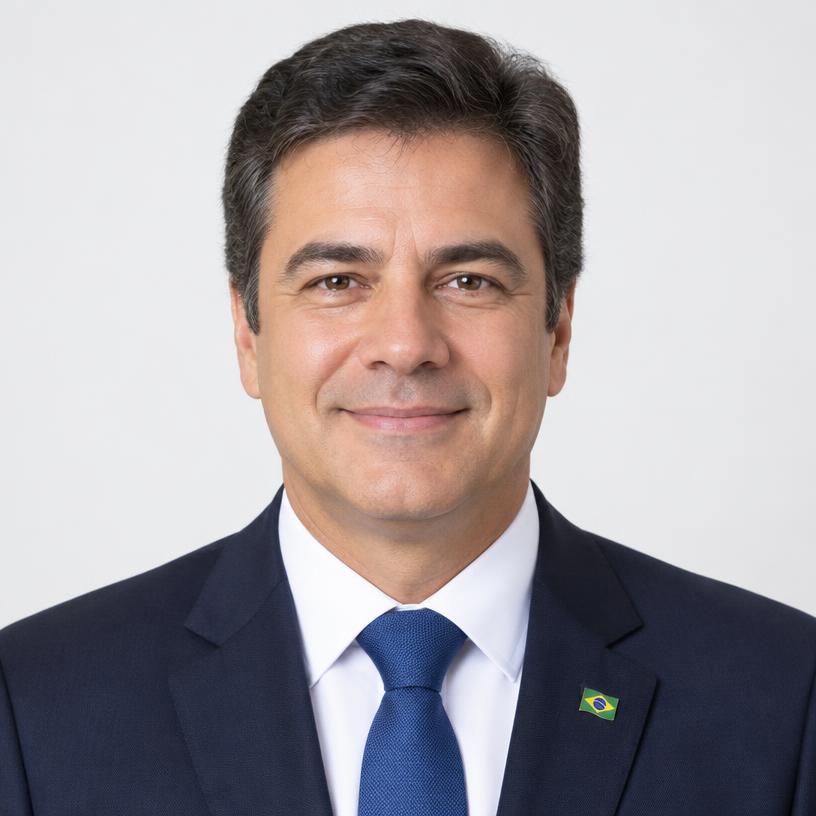 Candidato fictício usando o óculos grátis